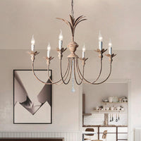 6 Bulbs Iron Chandelier Light Fixture Classic Rust Candlestick - Rebooters