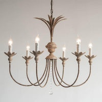 6 Bulbs Iron Chandelier Light Fixture Classic Rust Candlestick - Rebooters