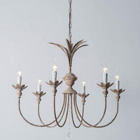 6 Bulbs Iron Chandelier Light Fixture Classic Rust Candlestick - Rebooters