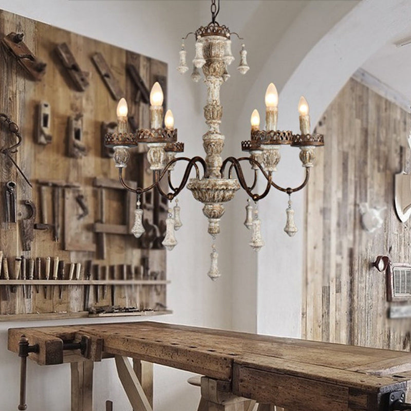Metal Curvy Arm Chandelier Classic 6 Bulbs Pendant Lamp - Rebooters