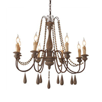 Bead Strand Hanging Chandelier Distressed Wood Lamp Design - Rebooters