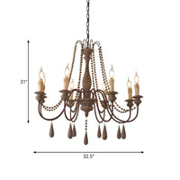 Bead Strand Hanging Chandelier Distressed Wood Lamp Design - Rebooters