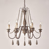 Bead Strand Hanging Chandelier Distressed Wood Lamp Design - Rebooters