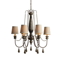 6-Light Chandelier Light Fixture Country Barrel Fabric Pendant - Rebooters