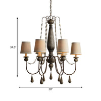6-Light Chandelier Light Fixture Country Barrel Fabric Pendant - Rebooters