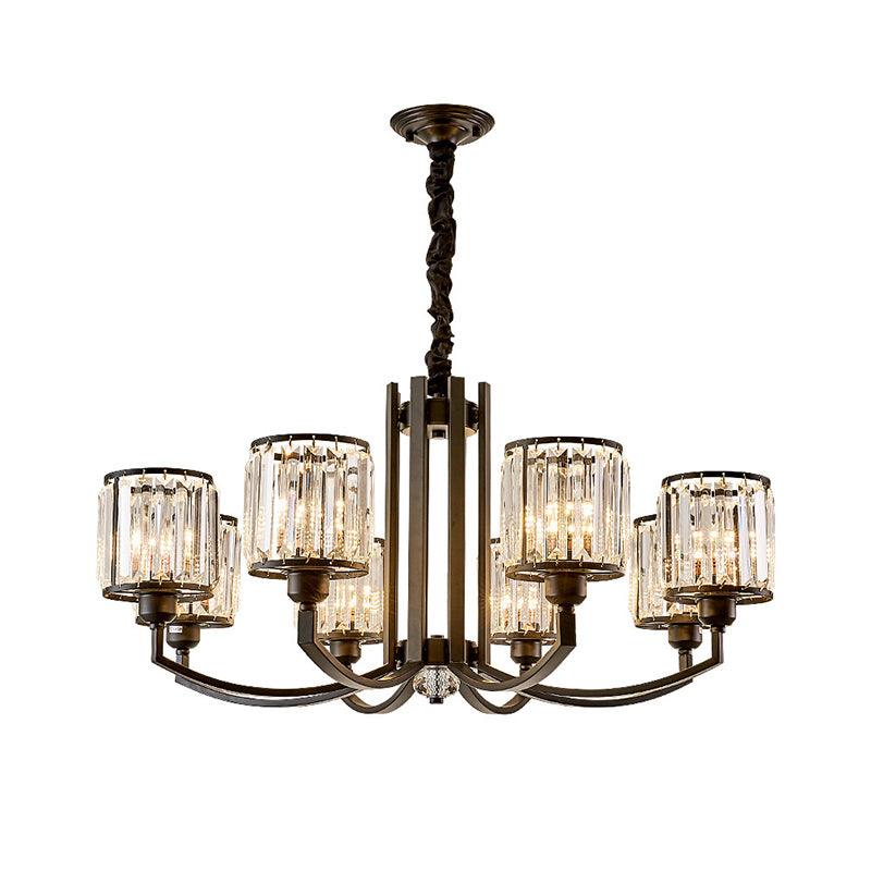 Black Cylinder Pendant Lighting Fixture Classic Crystal Chandelier - Rebooters