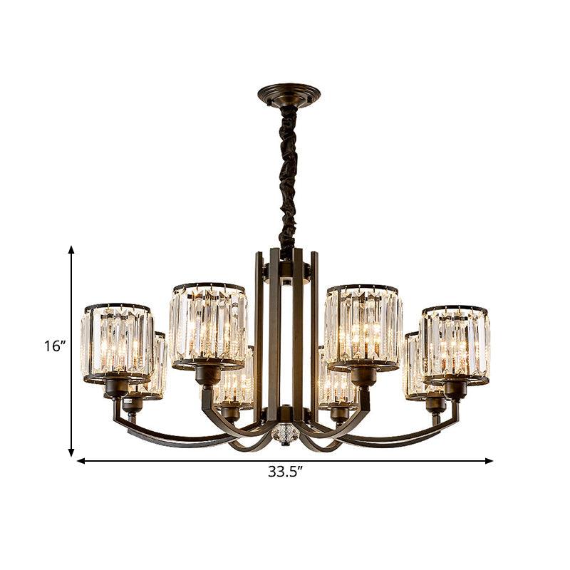 Black Cylinder Pendant Lighting Fixture Classic Crystal Chandelier - Rebooters
