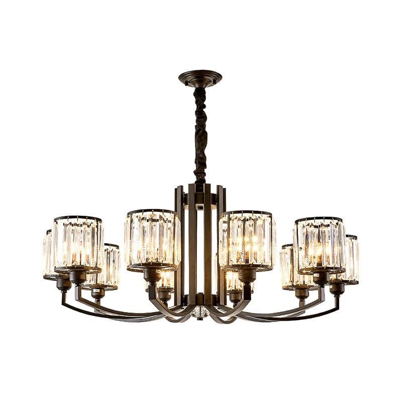 Black Cylinder Pendant Lighting Fixture Classic Crystal Chandelier - Rebooters