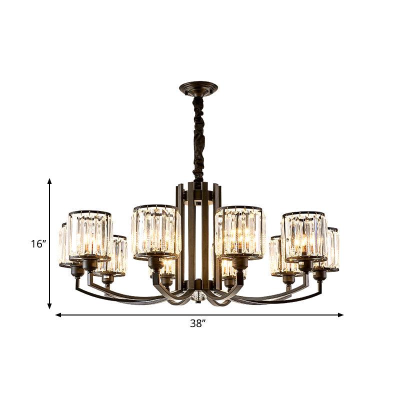 Black Cylinder Pendant Lighting Fixture Classic Crystal Chandelier - Rebooters