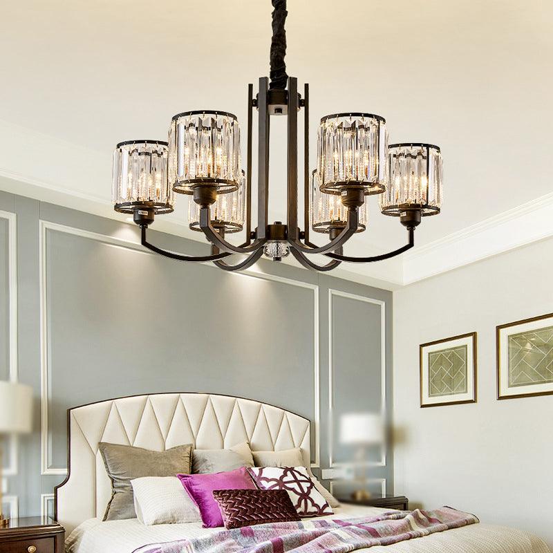 Black Cylinder Pendant Lighting Fixture Classic Crystal Chandelier - Rebooters