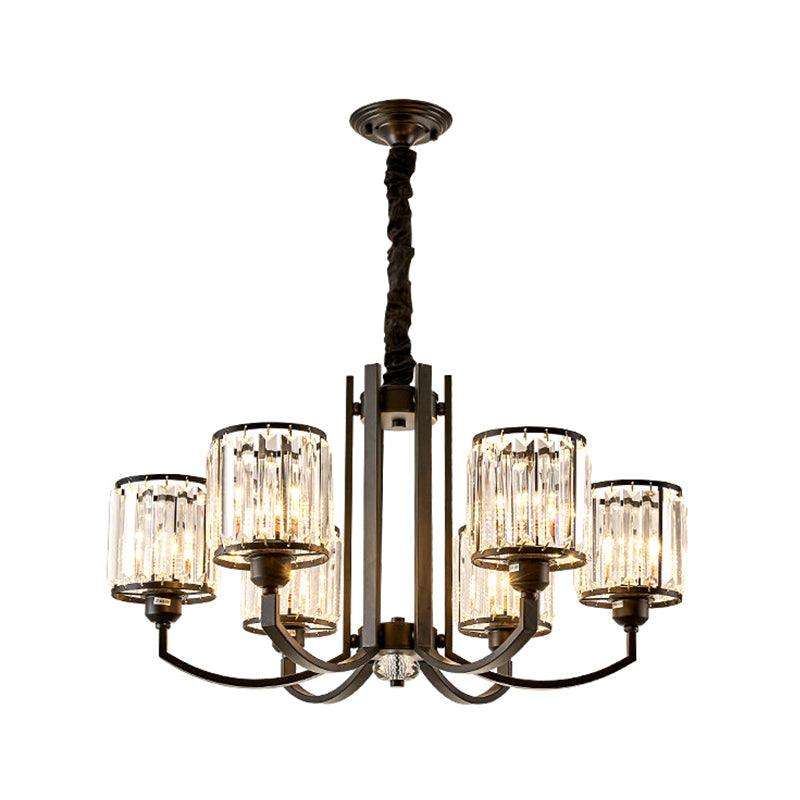 Black Cylinder Pendant Lighting Fixture Classic Crystal Chandelier - Rebooters