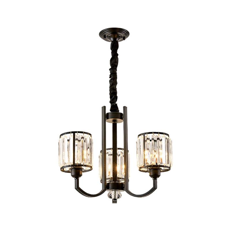 Black Cylinder Pendant Lighting Fixture Classic Crystal Chandelier - Rebooters