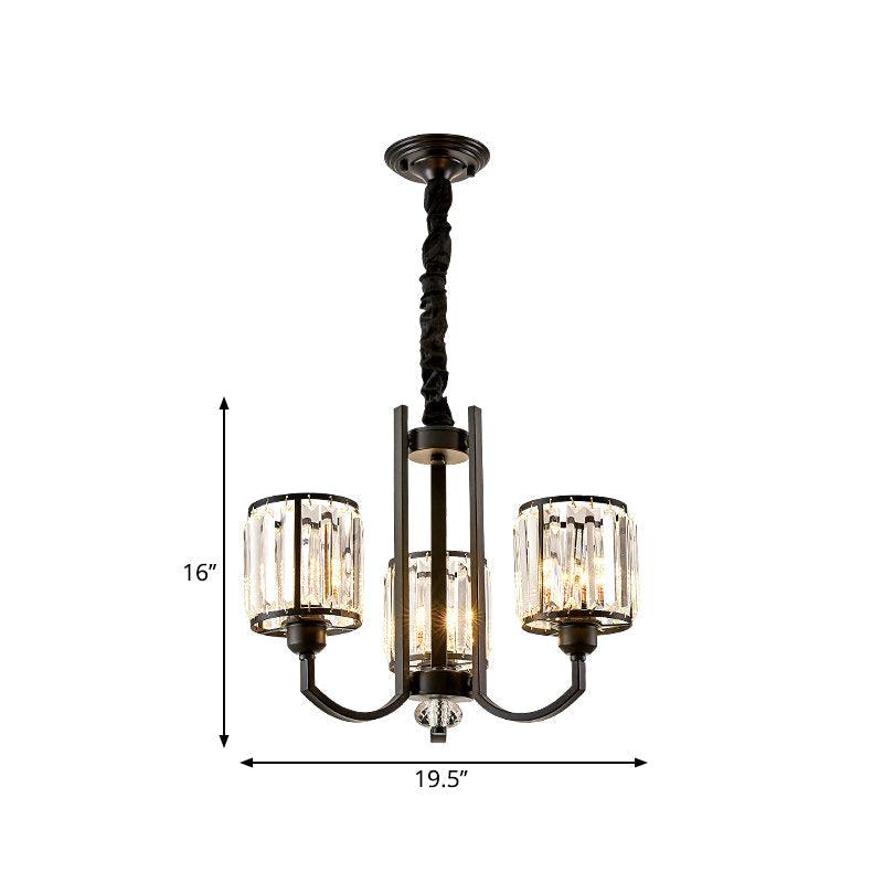 Black Cylinder Pendant Lighting Fixture Classic Crystal Chandelier - Rebooters
