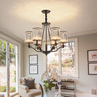 Cylinder Living Room Ceiling Chandelier Black Crystal Pendant Light - Rebooters