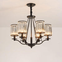 Cylinder Living Room Ceiling Chandelier Black Crystal Pendant Light - Rebooters
