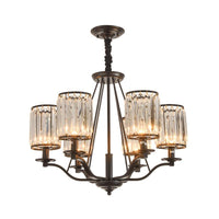 Cylinder Living Room Ceiling Chandelier Black Crystal Pendant Light - Rebooters