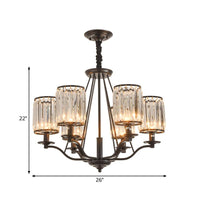 Cylinder Living Room Ceiling Chandelier Black Crystal Pendant Light - Rebooters