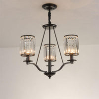 Cylinder Living Room Ceiling Chandelier Black Crystal Pendant Light - Rebooters