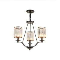 Cylinder Living Room Ceiling Chandelier Black Crystal Pendant Light - Rebooters