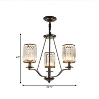 Cylinder Living Room Ceiling Chandelier Black Crystal Pendant Light - Rebooters