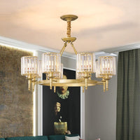 Beveled Crystal Hanging Chandelier Cylinder Pendant Light - Rebooters