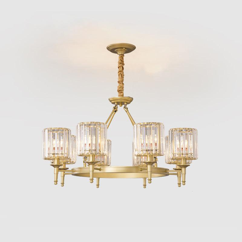 Beveled Crystal Hanging Chandelier Cylinder Pendant Light - Rebooters