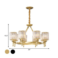 Beveled Crystal Hanging Chandelier Cylinder Pendant Light - Rebooters