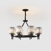 Beveled Crystal Hanging Chandelier Cylinder Pendant Light - Rebooters