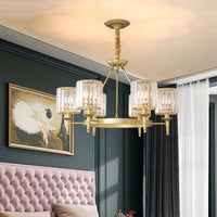 Beveled Crystal Hanging Chandelier Cylinder Pendant Light - Rebooters