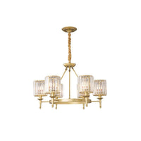 Beveled Crystal Hanging Chandelier Cylinder Pendant Light - Rebooters