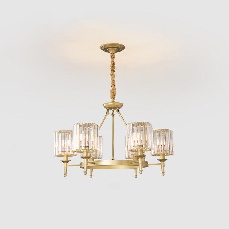 Beveled Crystal Hanging Chandelier Cylinder Pendant Light - Rebooters