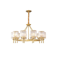 Beveled Crystal Hanging Chandelier Cylinder Pendant Light - Rebooters