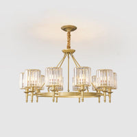 Beveled Crystal Hanging Chandelier Cylinder Pendant Light - Rebooters