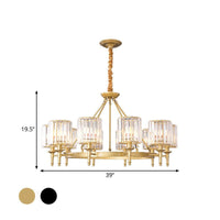 Beveled Crystal Hanging Chandelier Cylinder Pendant Light - Rebooters