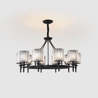Beveled Crystal Hanging Chandelier Cylinder Pendant Light - Rebooters