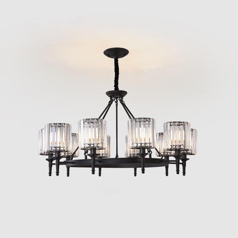 Beveled Crystal Hanging Chandelier Cylinder Pendant Light - Rebooters