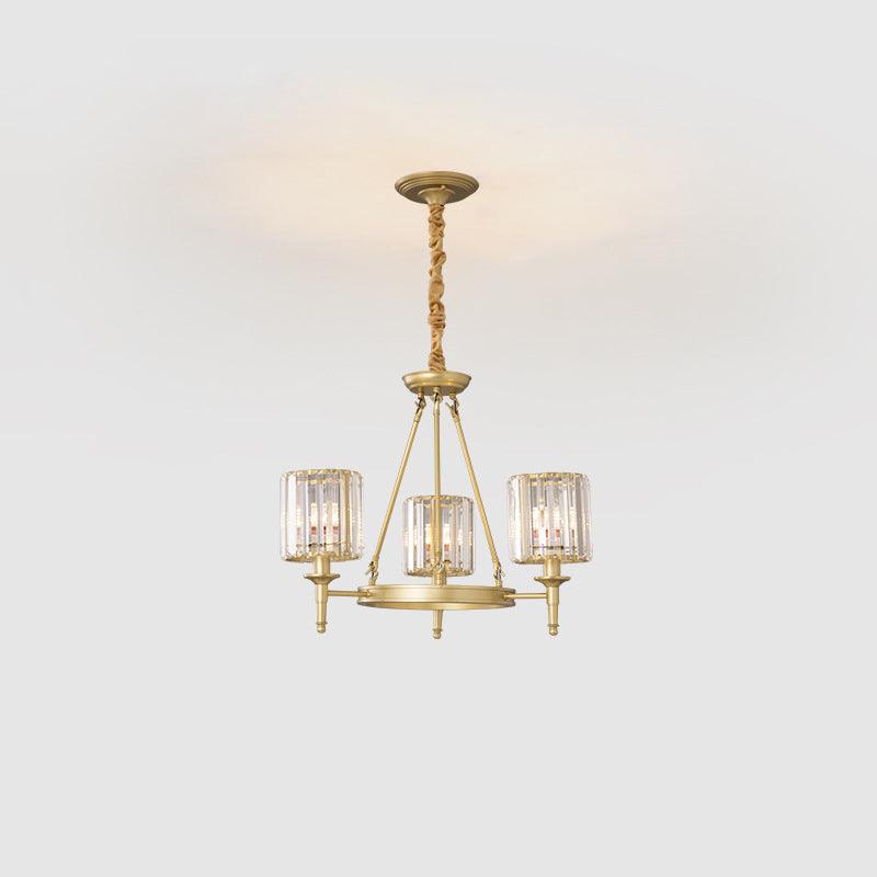 Beveled Crystal Hanging Chandelier Cylinder Pendant Light - Rebooters