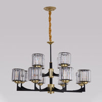4/6/12 Lights Cylinder Up Chandelier Black Brass Prism Light - Rebooters