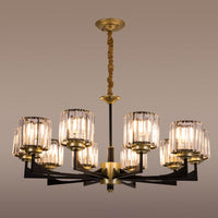4/6/12 Lights Cylinder Up Chandelier Black Brass Prism Light - Rebooters