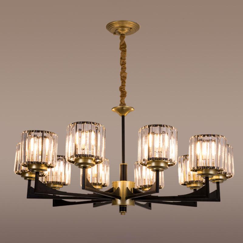 4/6/12 Lights Cylinder Up Chandelier Black Brass Prism Light - Rebooters
