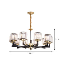 4/6/12 Lights Cylinder Up Chandelier Black Brass Prism Light - Rebooters