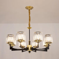 4/6/12 Lights Cylinder Up Chandelier Black Brass Prism Light - Rebooters