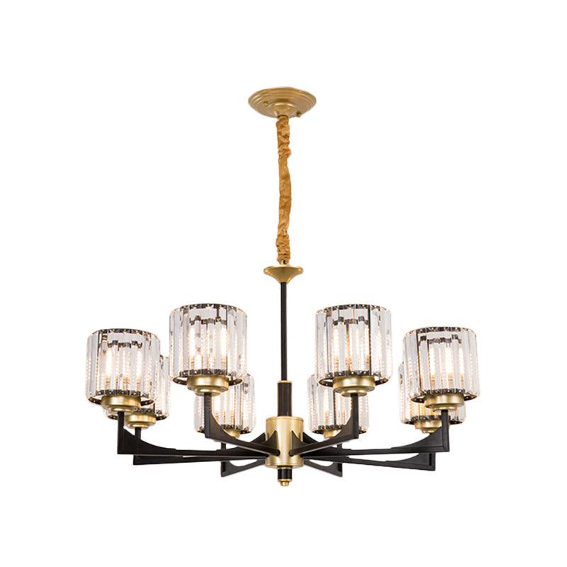4/6/12 Lights Cylinder Up Chandelier Black Brass Prism Light - Rebooters