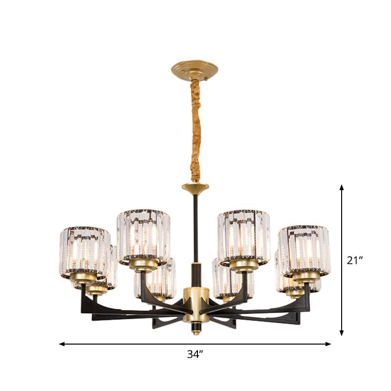 4/6/12 Lights Cylinder Up Chandelier Black Brass Prism Light - Rebooters