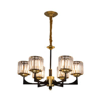 4/6/12 Lights Cylinder Up Chandelier Black Brass Prism Light - Rebooters