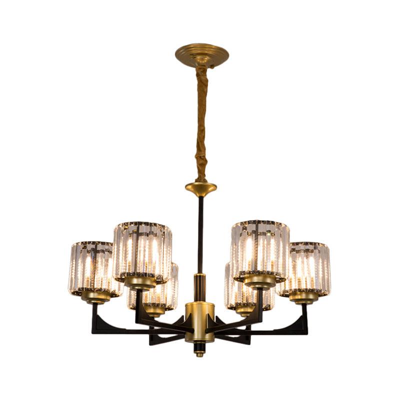 4/6/12 Lights Cylinder Up Chandelier Black Brass Prism Light - Rebooters