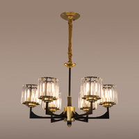 4/6/12 Lights Cylinder Up Chandelier Black Brass Prism Light - Rebooters