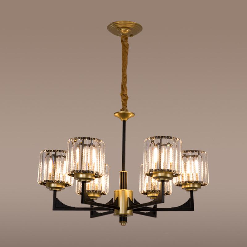 4/6/12 Lights Cylinder Up Chandelier Black Brass Prism Light - Rebooters