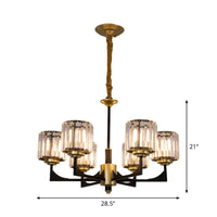 4/6/12 Lights Cylinder Up Chandelier Black Brass Prism Light - Rebooters