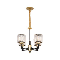 4/6/12 Lights Cylinder Up Chandelier Black Brass Prism Light - Rebooters